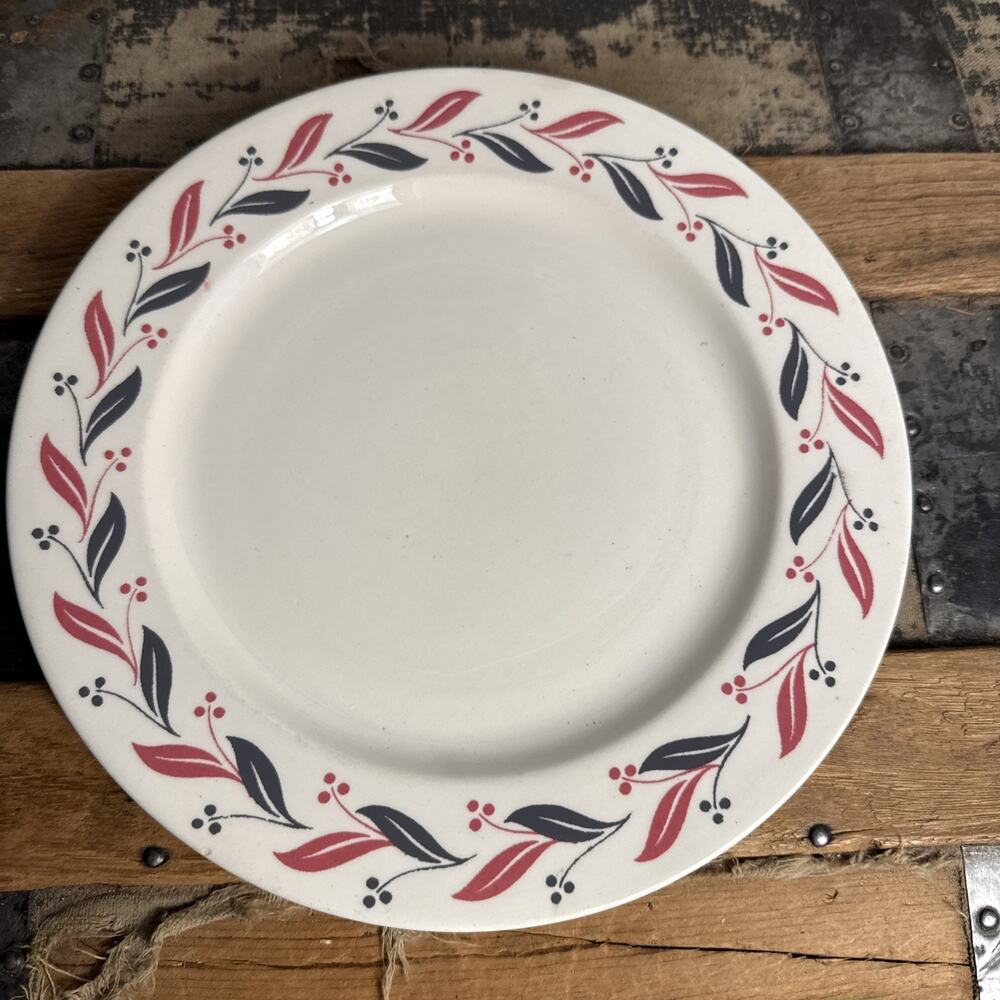Vintage Homer Laughlin Pink Gray Leaves 10” Dinner Plate